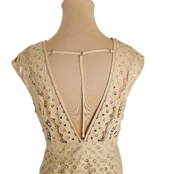Free People One Million Lovers Beige Lace Mini Dress Sz 12 - Picture 6 of 12
